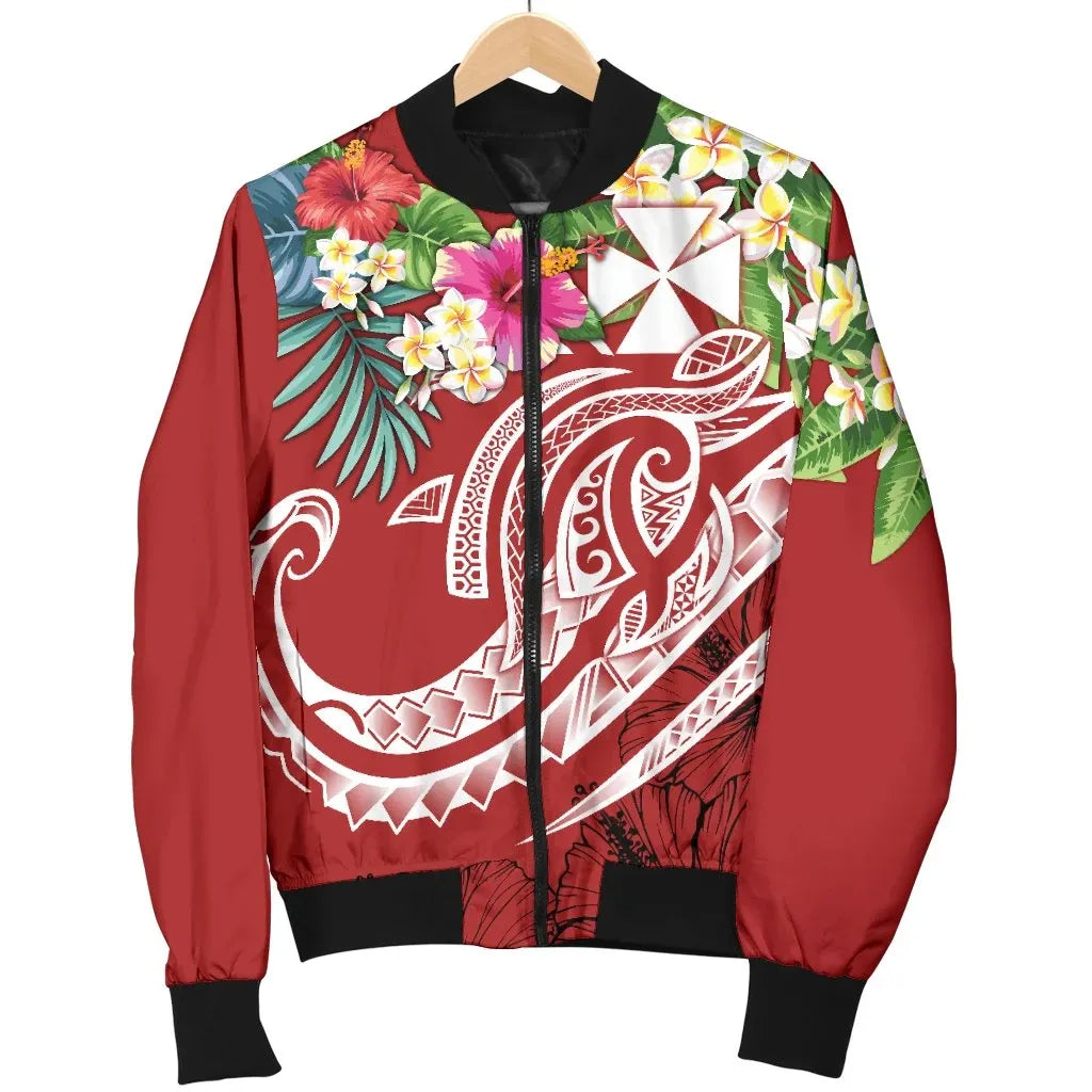 Wallis and Futuna Polynesian Bomber Jacket - Summer Plumeria (Red)