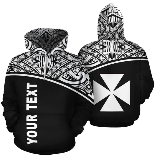 Wallis and Futuna Polynesian Personalised Custom Hoodie - Black Curve