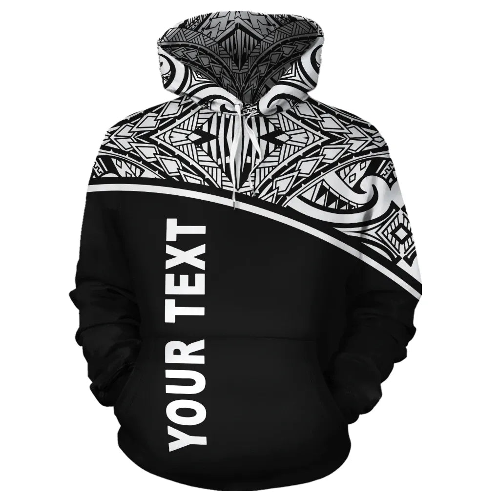 Wallis and Futuna Polynesian Personalised Custom Hoodie - Black Curve