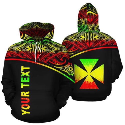 Wallis and Futuna Polynesian Personalised Custom Hoodie - Reggae Curve
