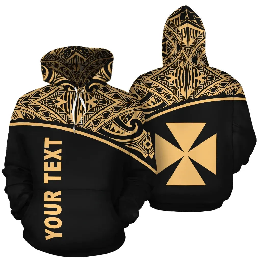 Wallis and Futuna Polynesian Personalised Custom Hoodie - Yellow Curve