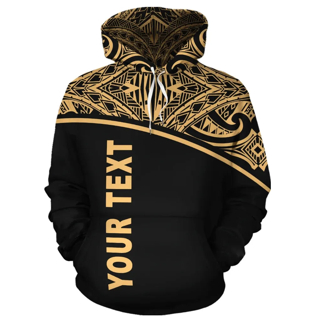 Wallis and Futuna Polynesian Personalised Custom Hoodie - Yellow Curve
