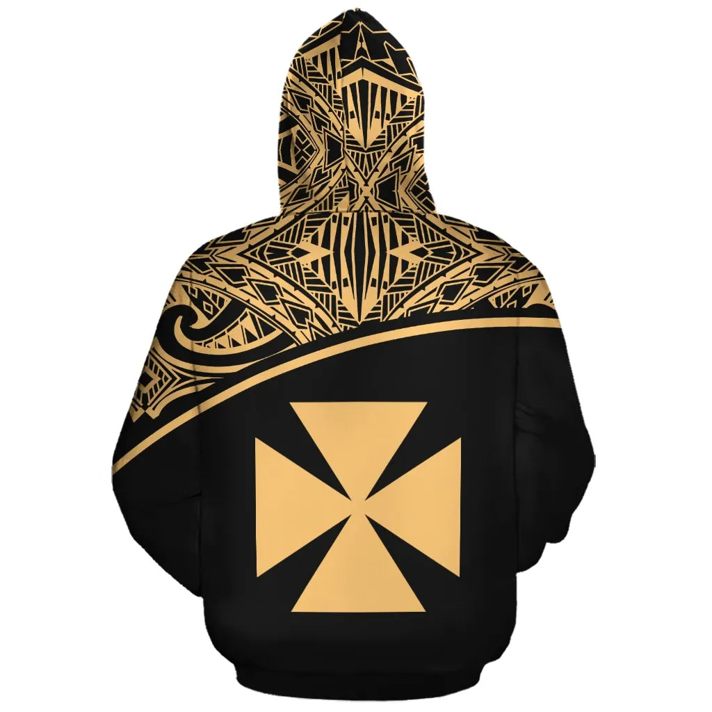 Wallis and Futuna Polynesian Personalised Custom Hoodie - Yellow Curve