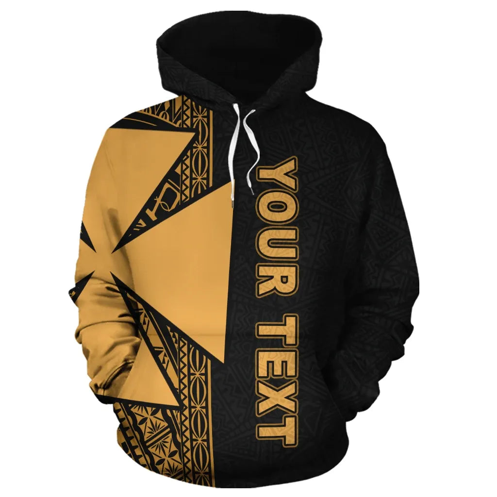 Wallis and Futuna Polynesian Personalised Custom Hoodie - Yellow Line