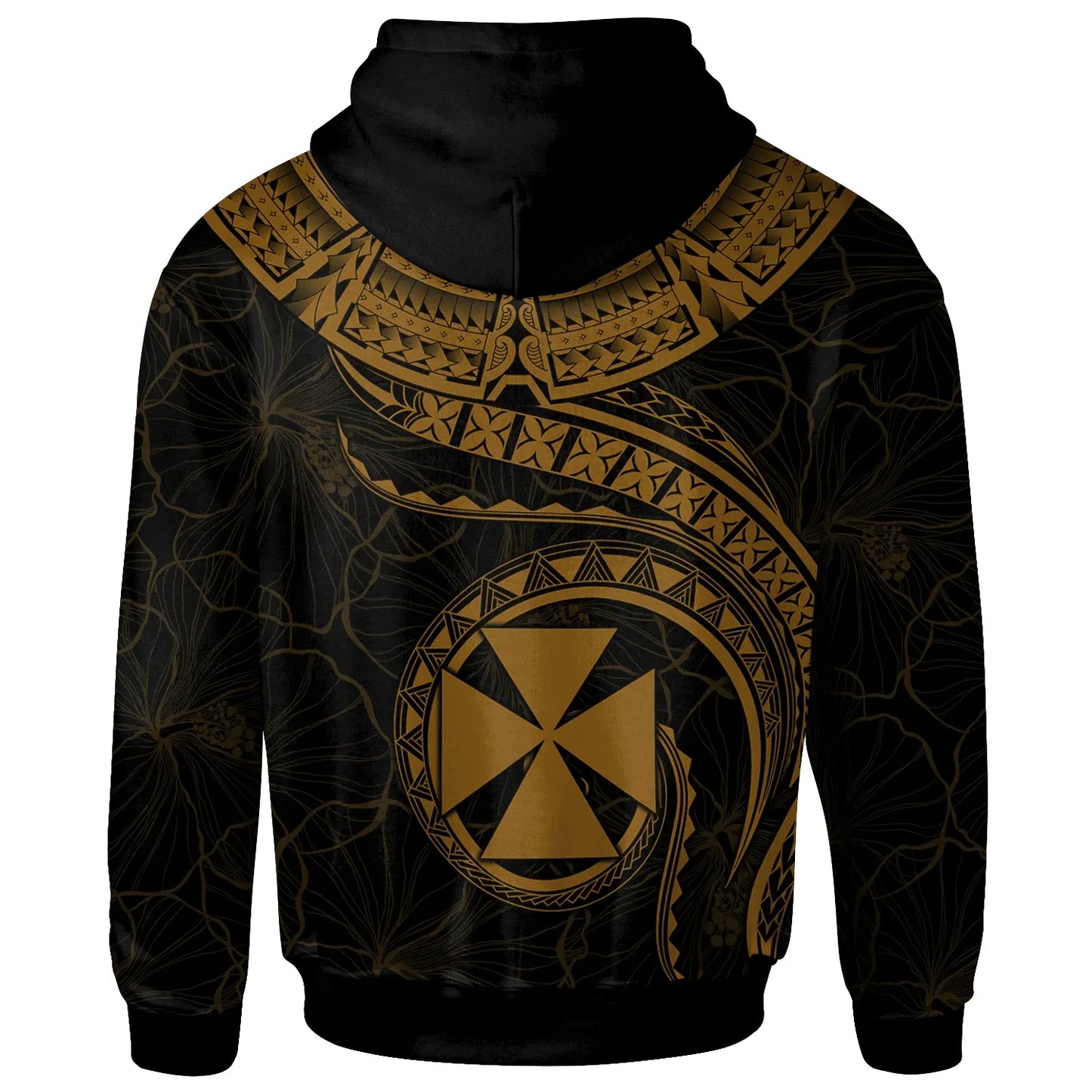 Wallis and Futuna Polynesian Personalised Hoodie - Wallis and Futuna Waves (Golden)