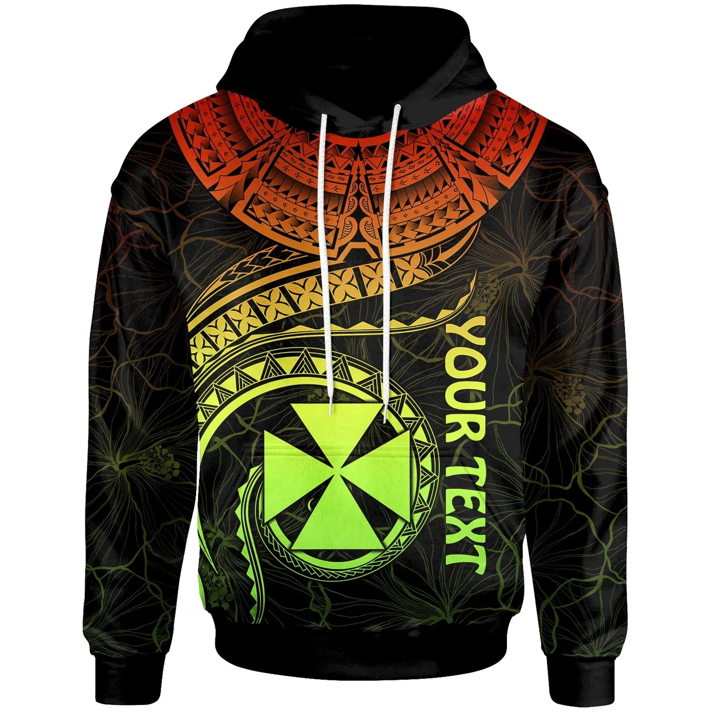 Wallis and Futuna Polynesian Personalised Hoodie - Wallis and Futuna Waves (Reggae)