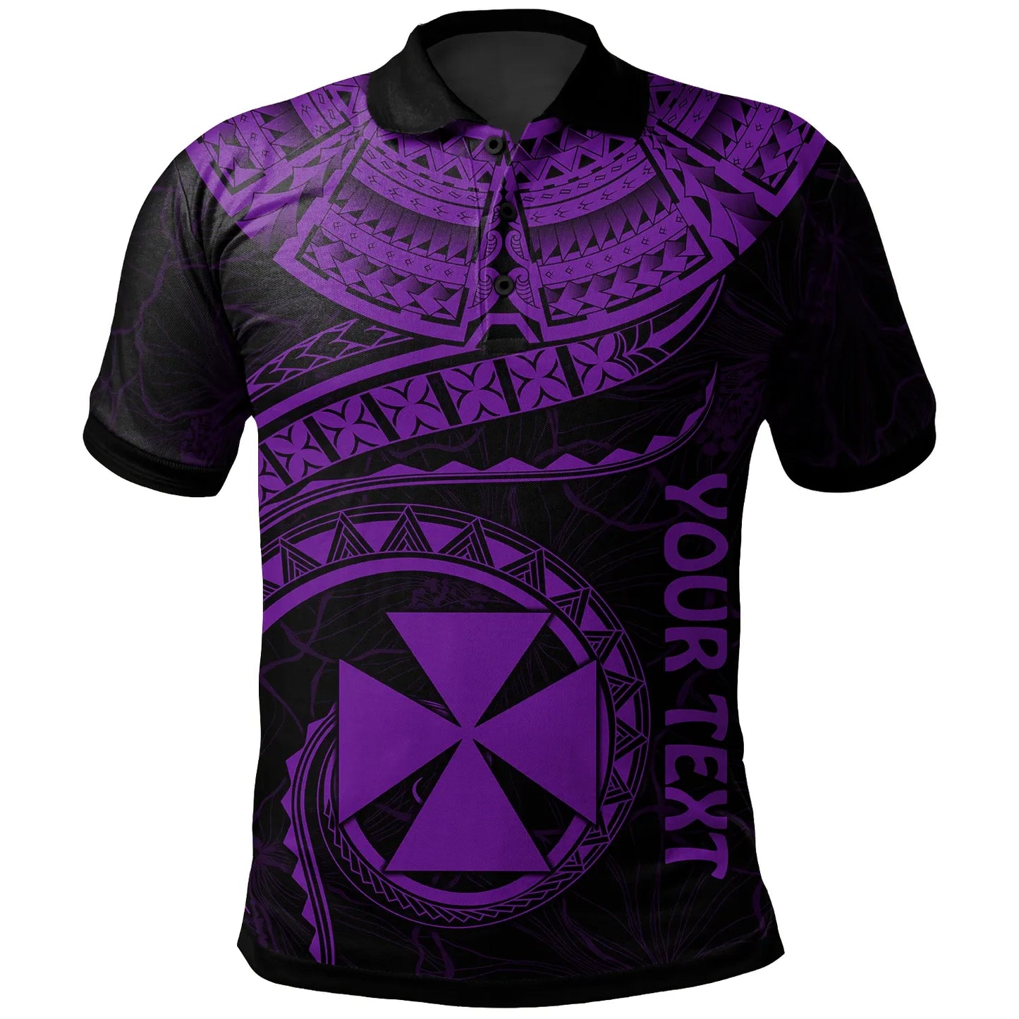Wallis and Futuna Polynesian Personalised Polo Shirt - Wallis and Futuna Waves (Purple)
