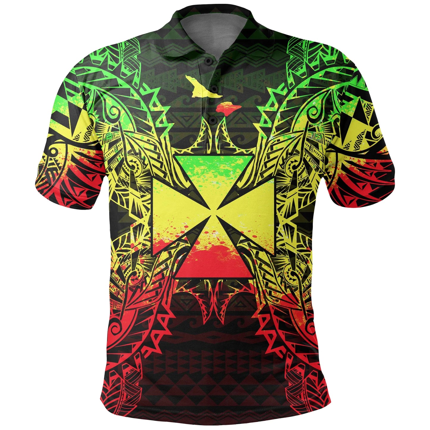Wallis And Futuna Polo Shirt - Wallis And Futuna Coat Of Arms Map Polynesian Tattoo Reggae
