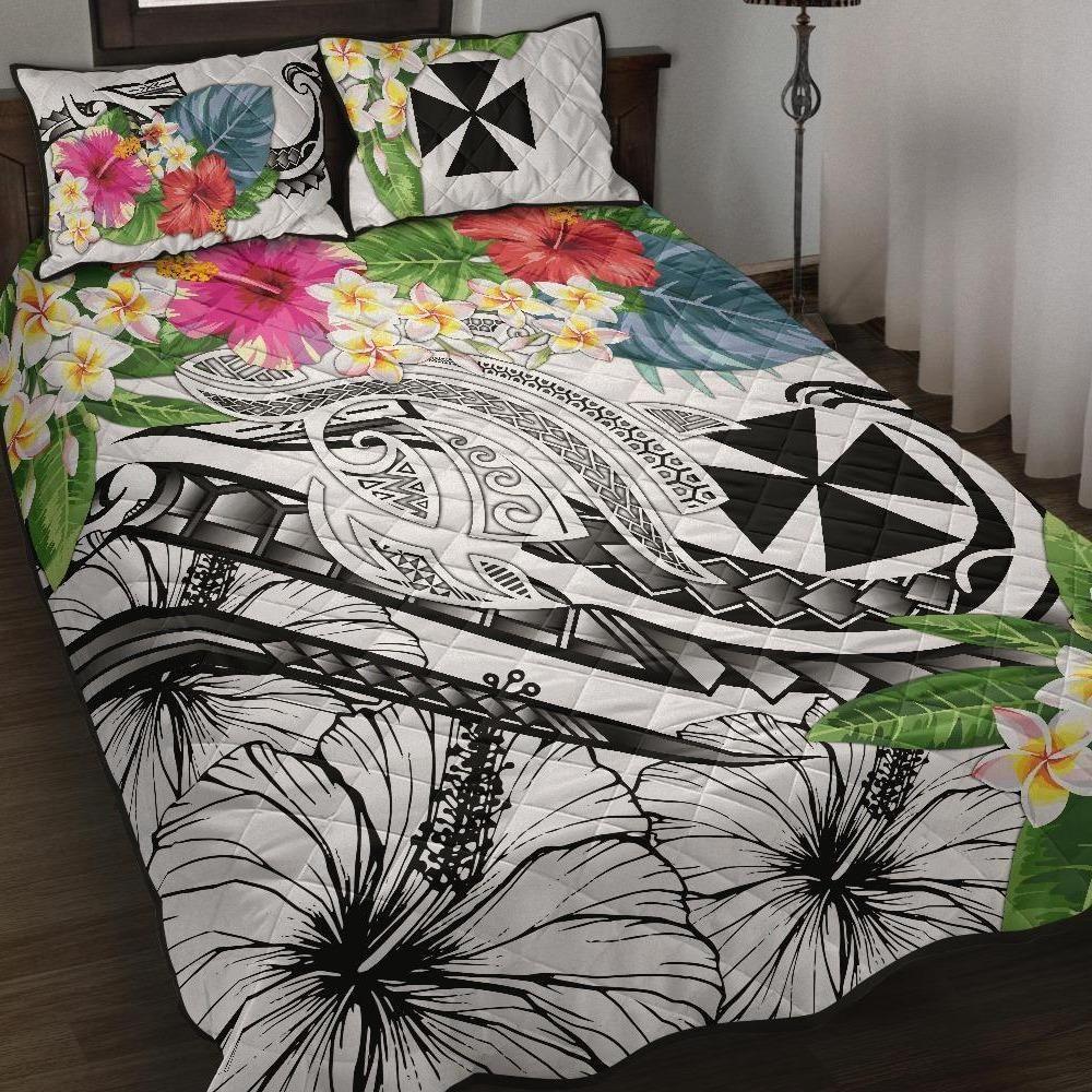 Wallis and Futuna Polynesian Quilt Bed Set - Summer Plumeria (White)