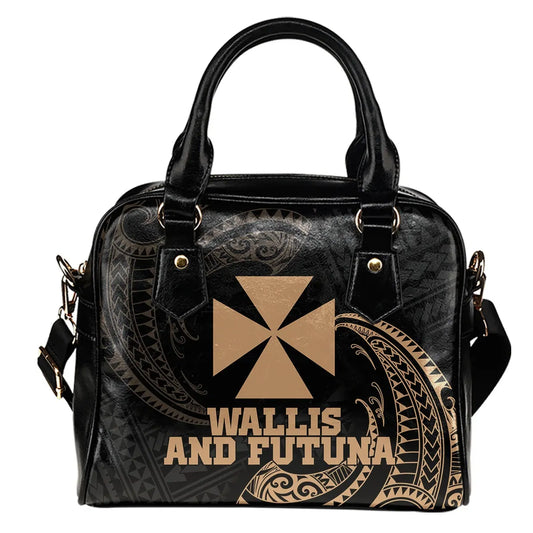 Wallis And Futuna Polynesian Shoulder Handbag - Gold Tribal Wave