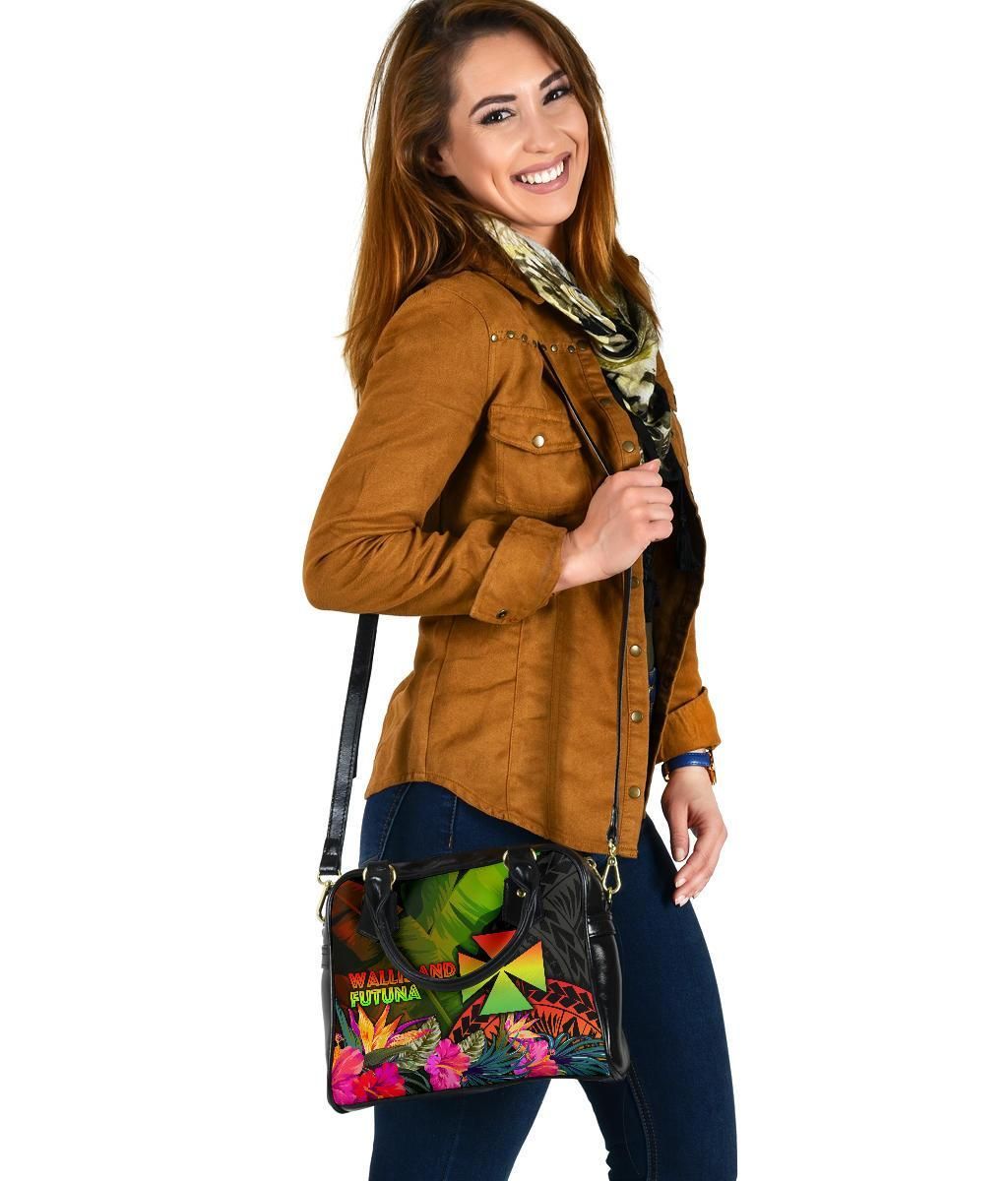 Wallis And Futuna Polynesian Shoulder Handbag - Hibiscus And Banana Leaves
