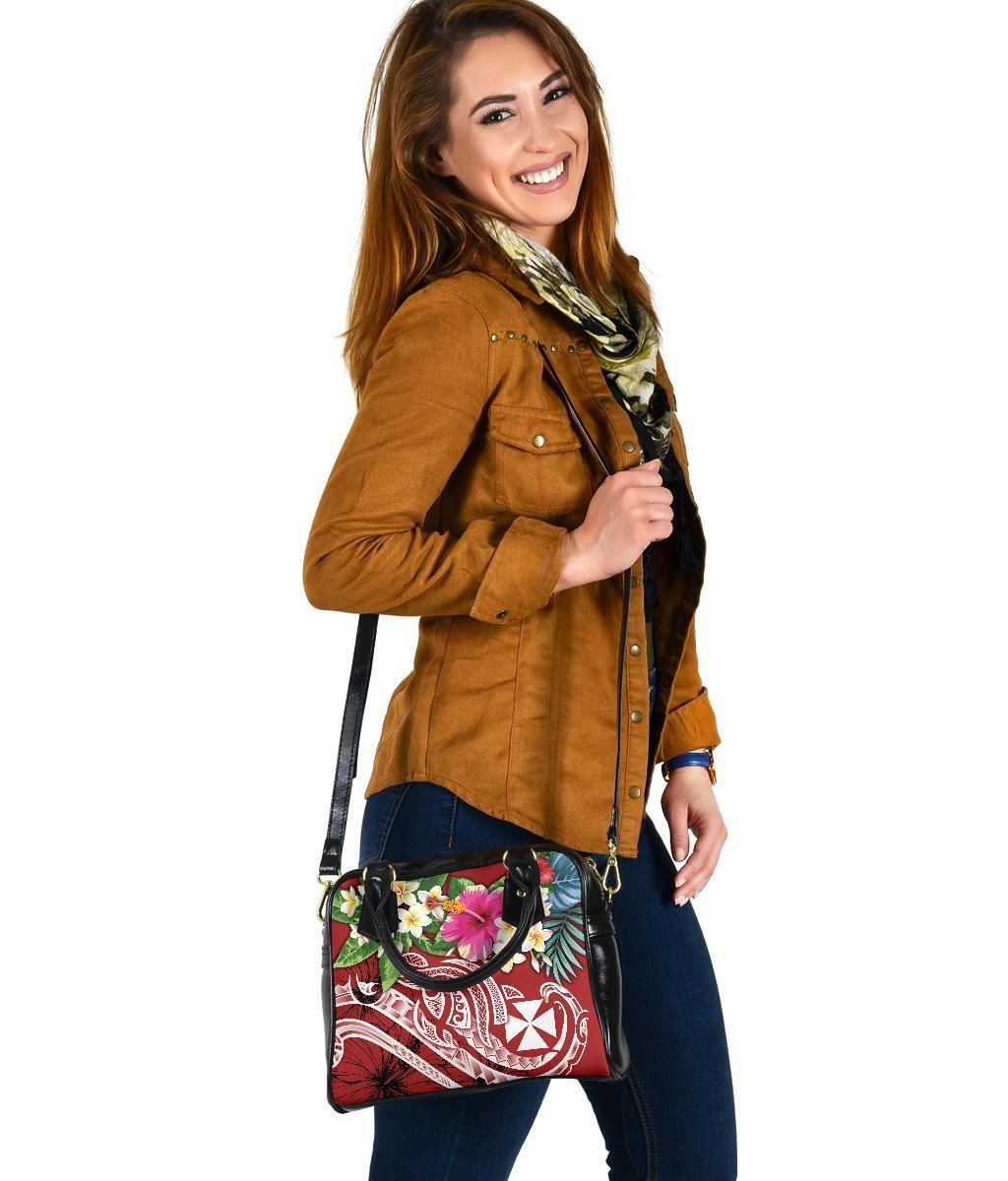 Wallis And Futuna Polynesian Shoulder Handbag - Summer Plumeria (Red)