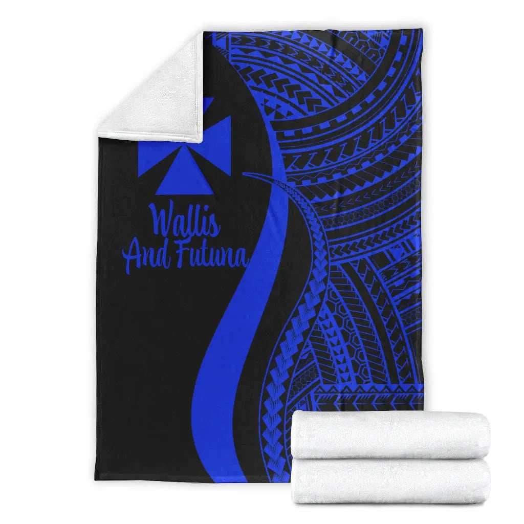 Wallis And Futuna Premium Blanket - Blue Polynesian Tentacle Tribal Pattern