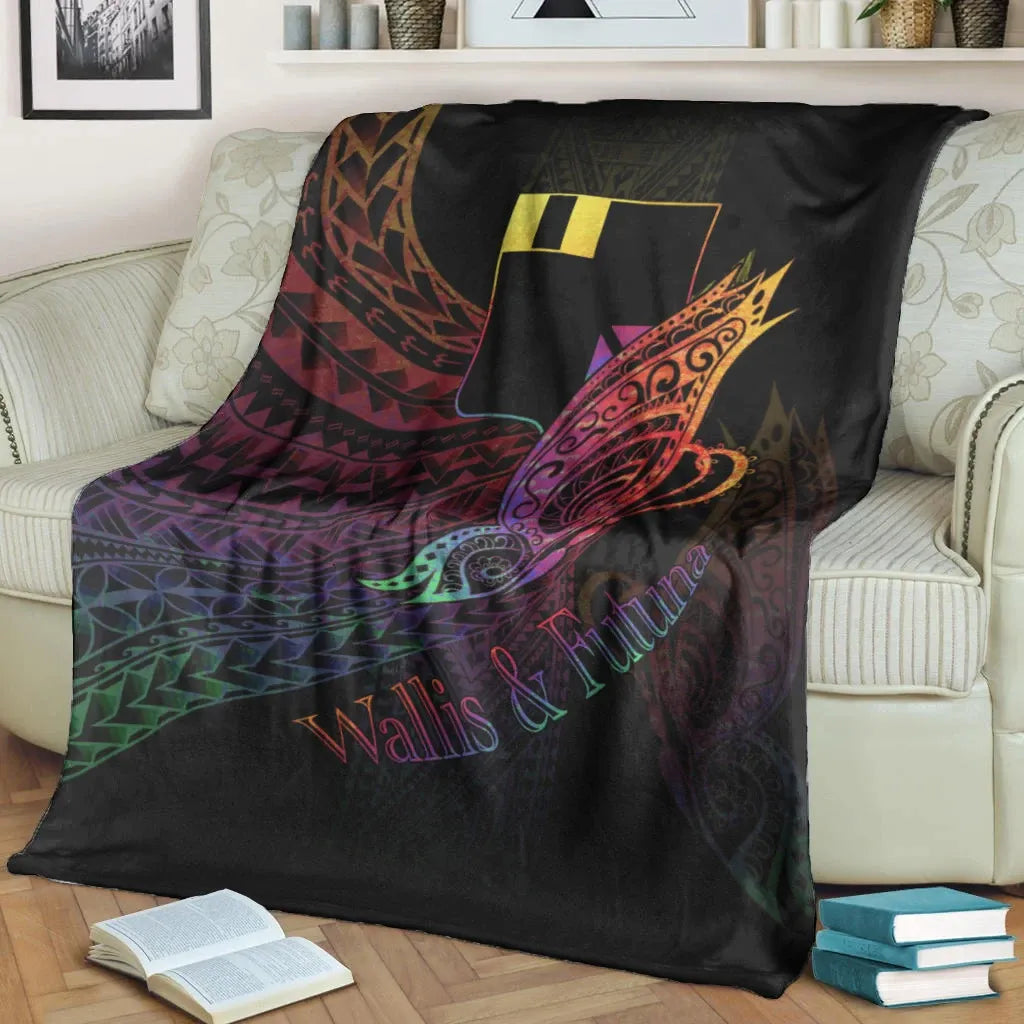 Wallis and Futuna Premium Blanket - Butterfly Polynesian Style