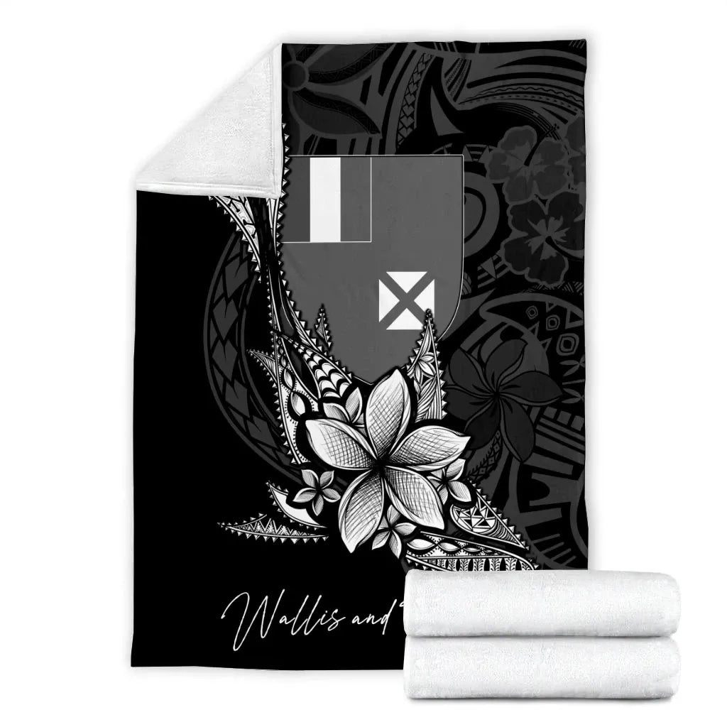 Wallis and Futuna Premium Blanket - Fish With Plumeria Flowers Style