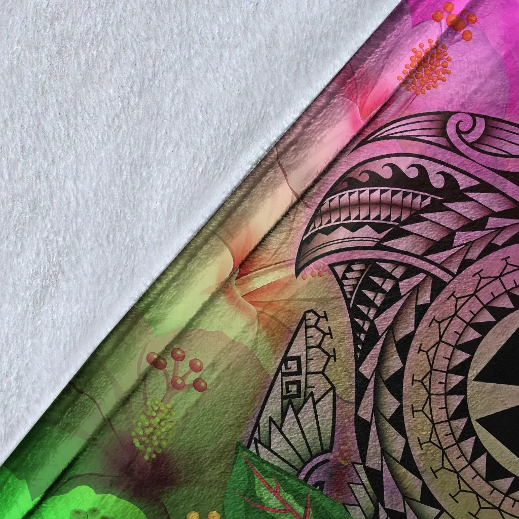 Wallis and Futuna Premium Blanket - Manta Ray Tropical Flowers