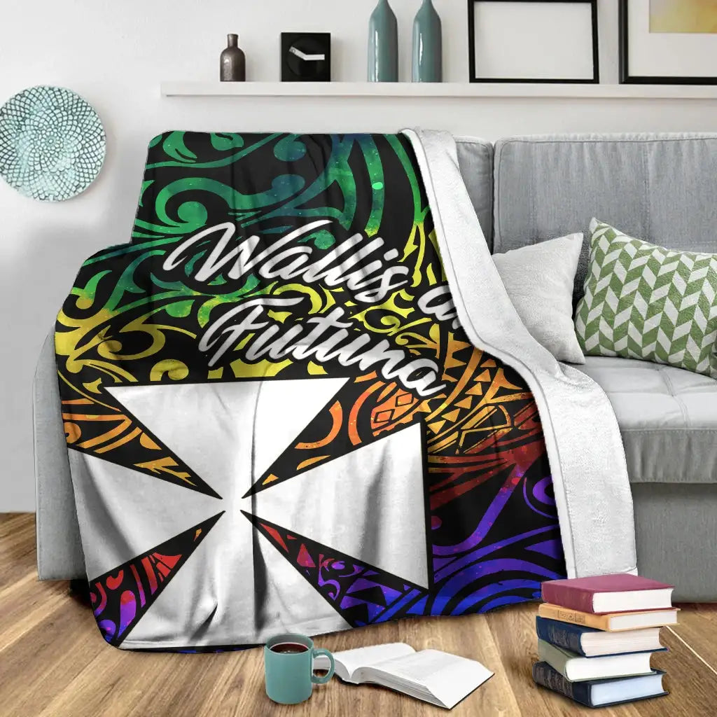 Wallis and Futuna Premium Blanket - Rainbow Polynesian Pattern