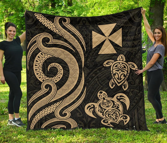 Wallis and Futuna Premium Quilt - Gold Tentacle Turtle