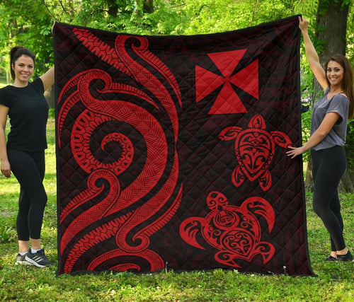 Wallis and Futuna Premium Quilt - Red Tentacle Turtle