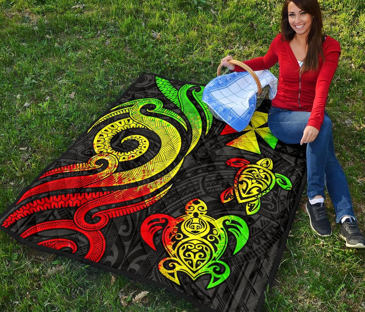 Wallis and Futuna Premium Quilt - Reggae Tentacle Turtle