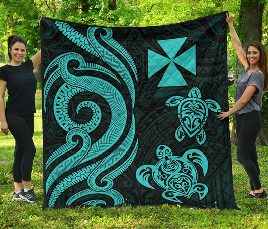 Wallis and Futuna Premium Quilt - Turquoise Tentacle Turtle