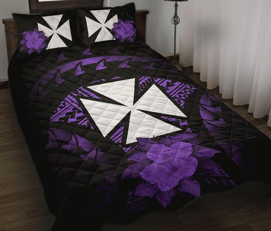 Wallis And Futuna Polynesian Quilt Bed Set Hibiscus Purple