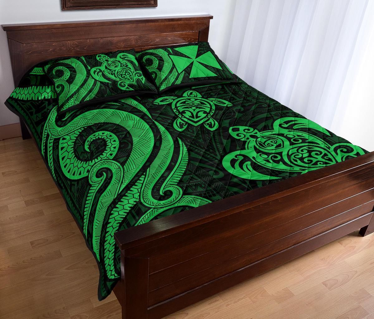 Wallis and Futuna Quilt Bed Set - Green Tentacle Turtle