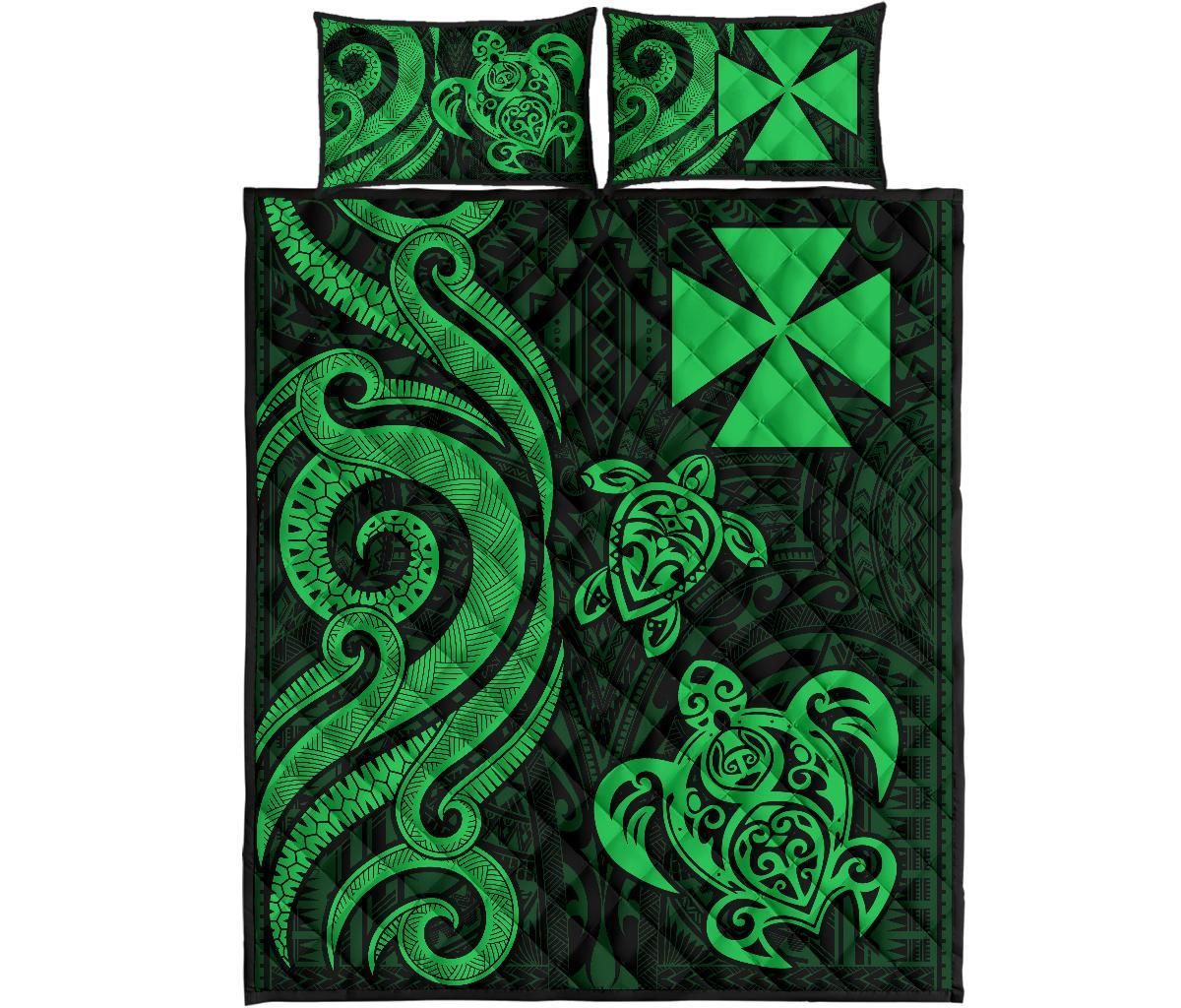 Wallis and Futuna Quilt Bed Set - Green Tentacle Turtle