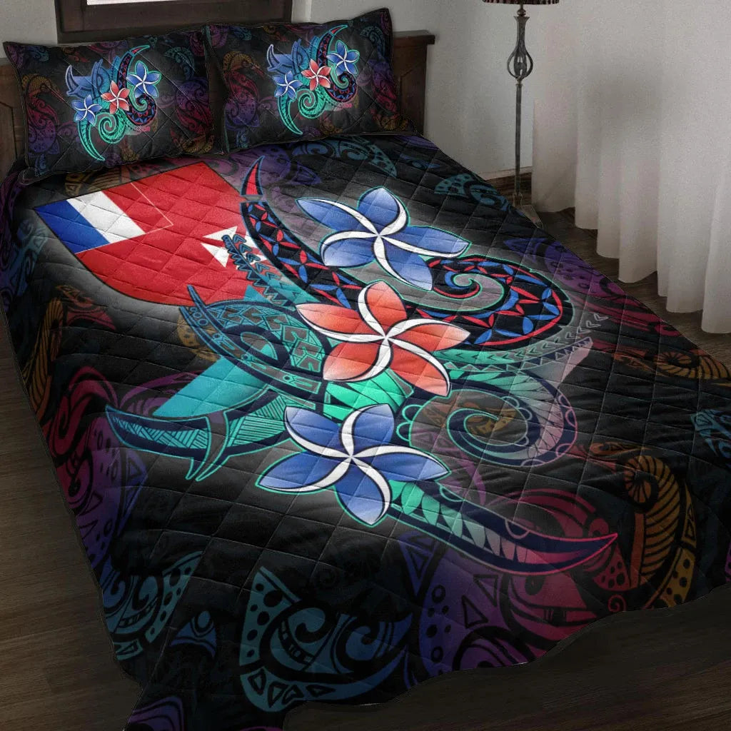 Wallis and Futuna Quilt Bed Set - Plumeria Flowers Style