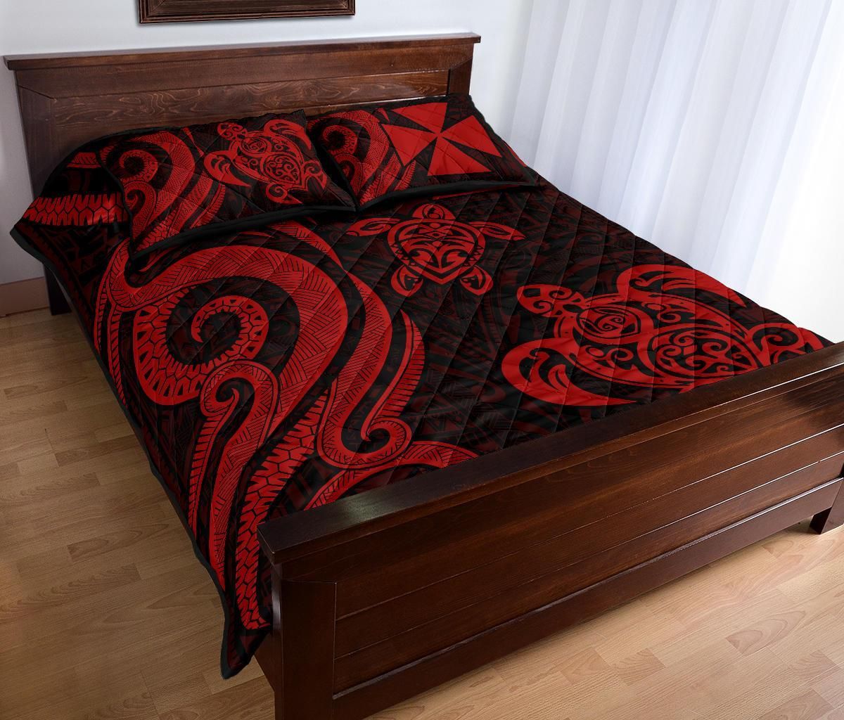 Wallis and Futuna Quilt Bed Set - Red Tentacle Turtle