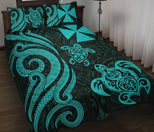Wallis and Futuna Quilt Bed Set - Turquoise Tentacle Turtle