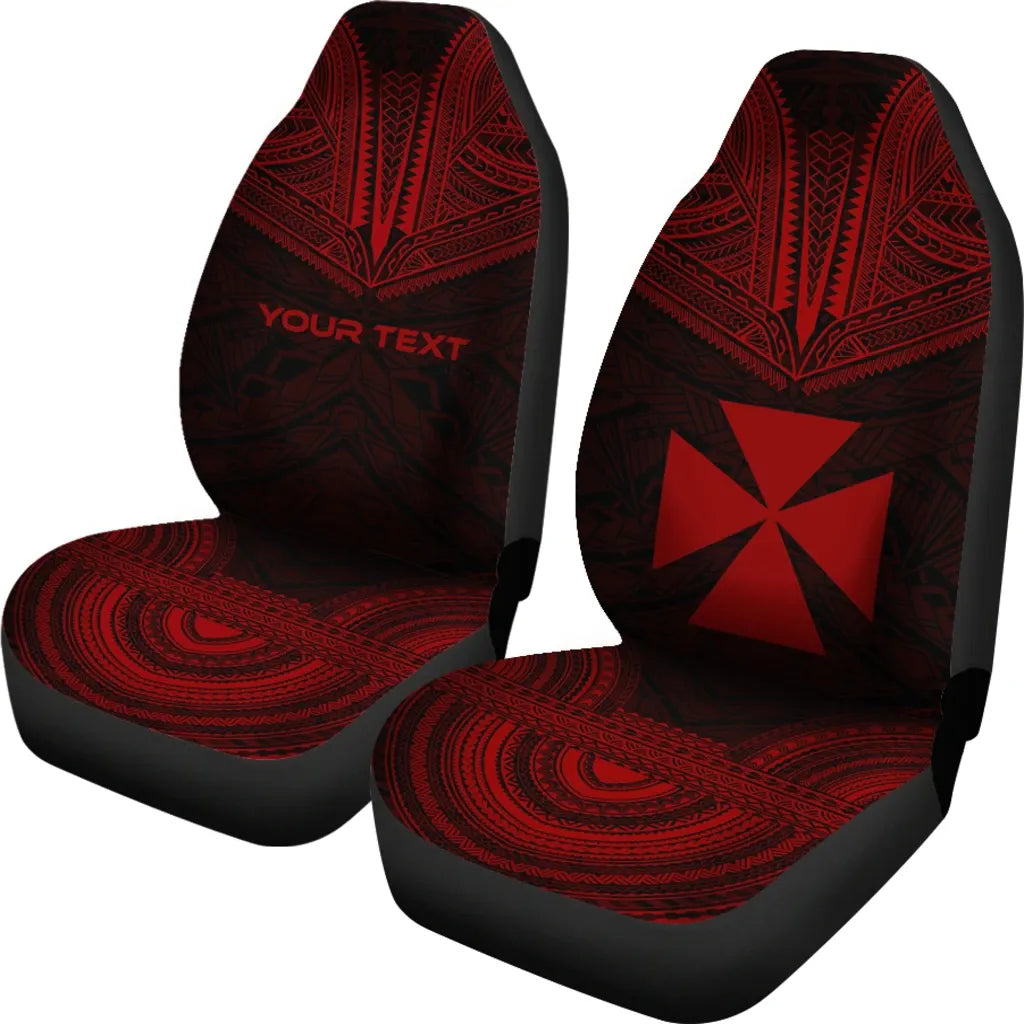 Wallis And Futuna Custom Personalised Car Seat Cover - Wallis And Futuna Coat Of Arms Polynesian Chief Tattoo Red Version