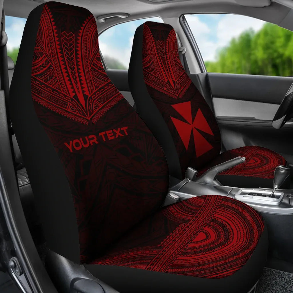 Wallis And Futuna Custom Personalised Car Seat Cover - Wallis And Futuna Coat Of Arms Polynesian Chief Tattoo Red Version