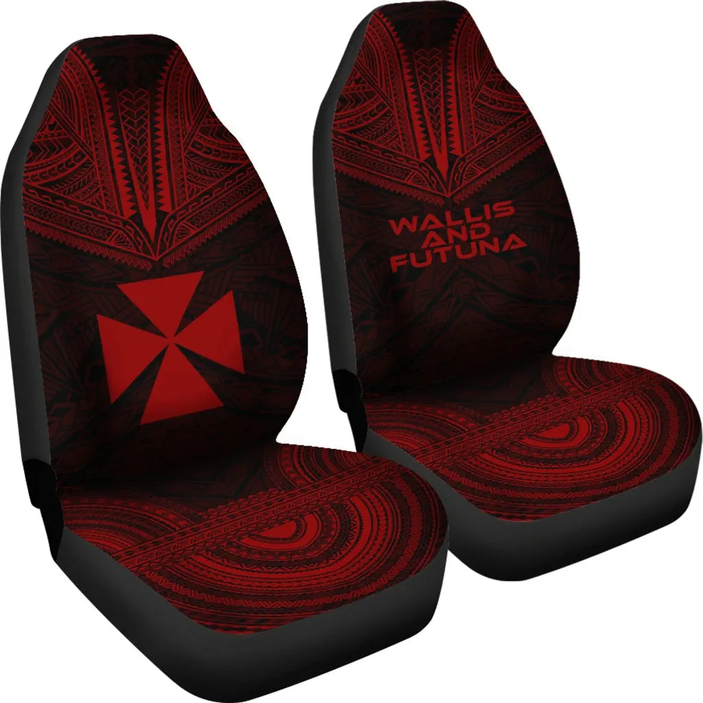 Wallis And Futuna Car Seat Cover - Wallis And Futuna Coat Of Arms Polynesian Chief Tattoo Red Version