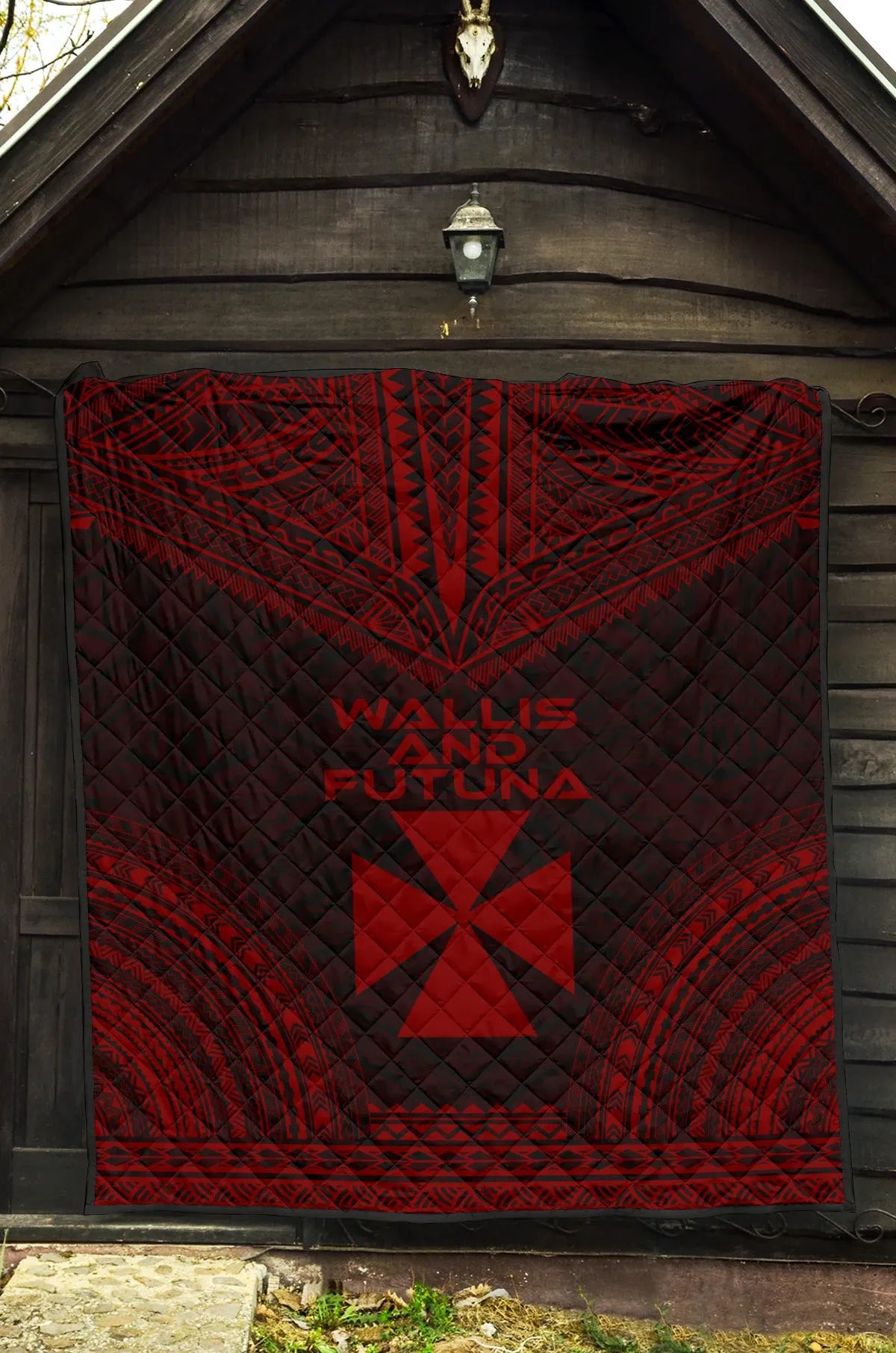 Wallis And Futuna Premium Quilt - Wallis And Futuna Coat Of Arms Polynesian Chief Red Version