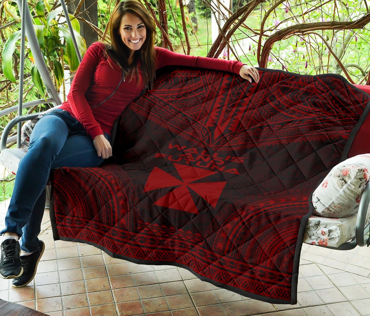 Wallis And Futuna Premium Quilt - Wallis And Futuna Coat Of Arms Polynesian Chief Red Version