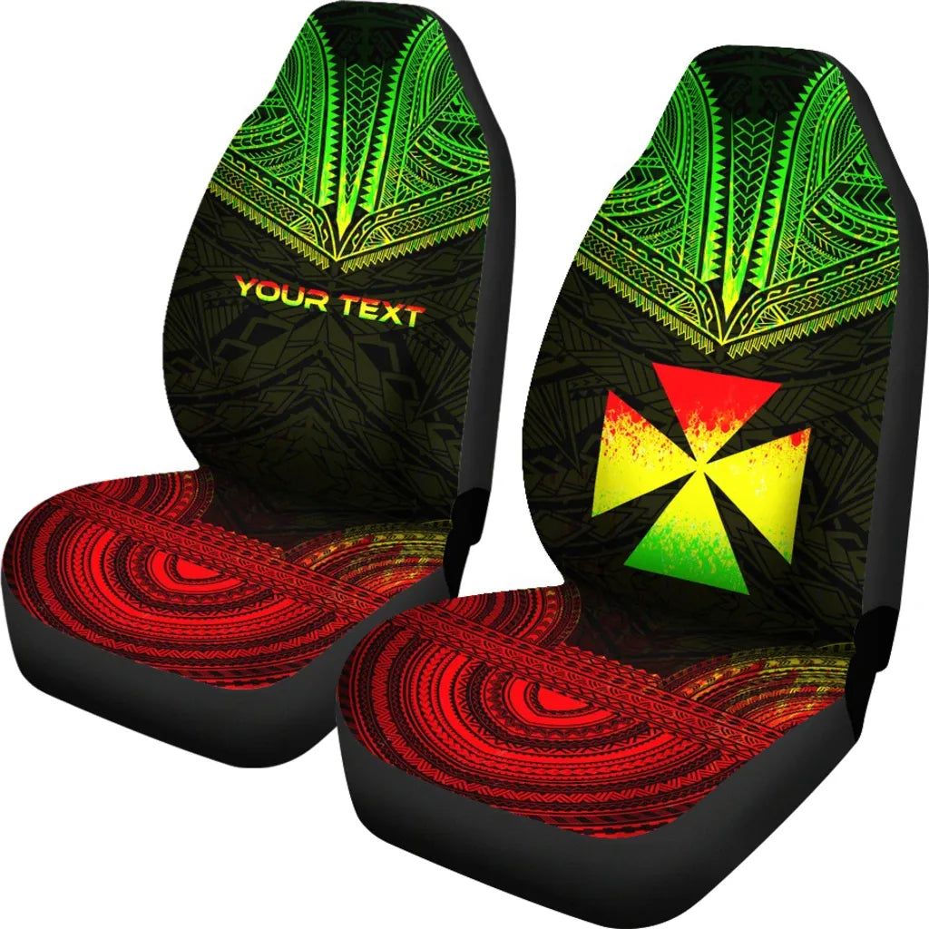 Wallis And Futuna Custom Personalised Car Seat Cover - Wallis And Futuna Coat Of Arms Polynesian Chief Tattoo Reggae Version