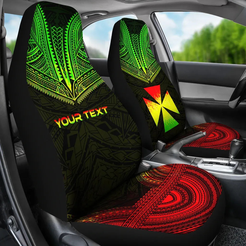 Wallis And Futuna Custom Personalised Car Seat Cover - Wallis And Futuna Coat Of Arms Polynesian Chief Tattoo Reggae Version
