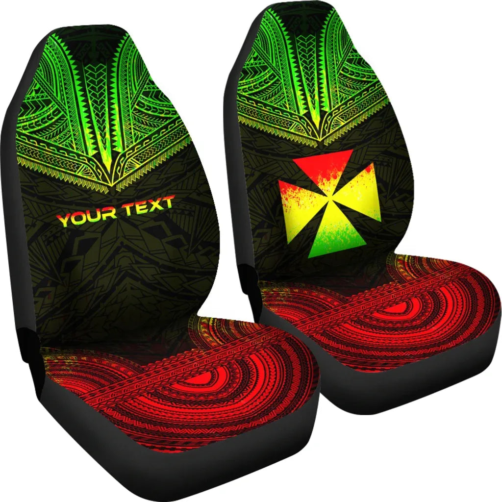 Wallis And Futuna Custom Personalised Car Seat Cover - Wallis And Futuna Coat Of Arms Polynesian Chief Tattoo Reggae Version
