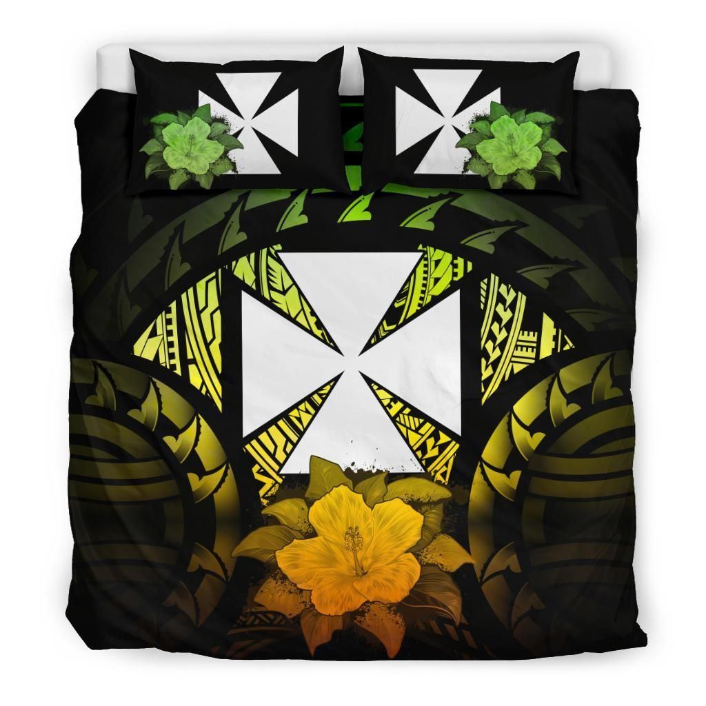Wallis And Futuna Duvet Cover Set - Wallis And Futuna Coat Of Arms & Reggae Hibiscus