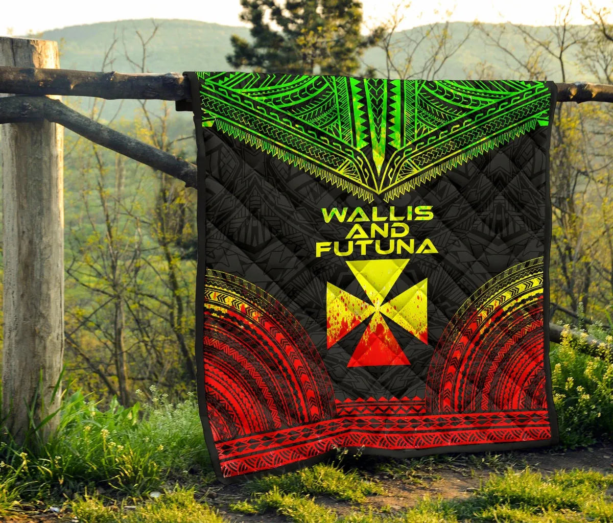 Wallis And Futuna Premium Quilt - Wallis And Futuna Coat Of Arms Polynesian Chief Reggae Version
