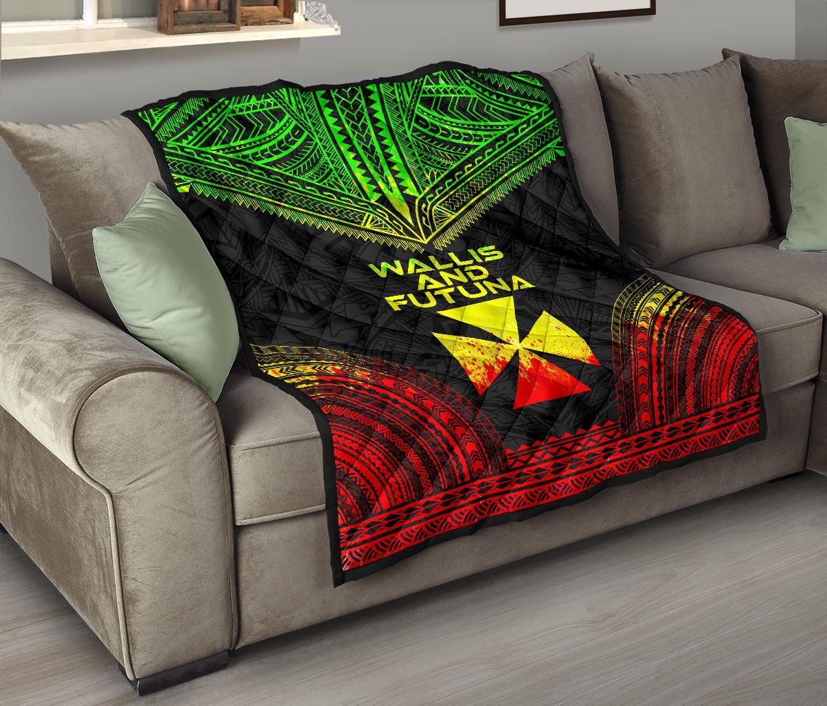 Wallis And Futuna Premium Quilt - Wallis And Futuna Coat Of Arms Polynesian Chief Reggae Version
