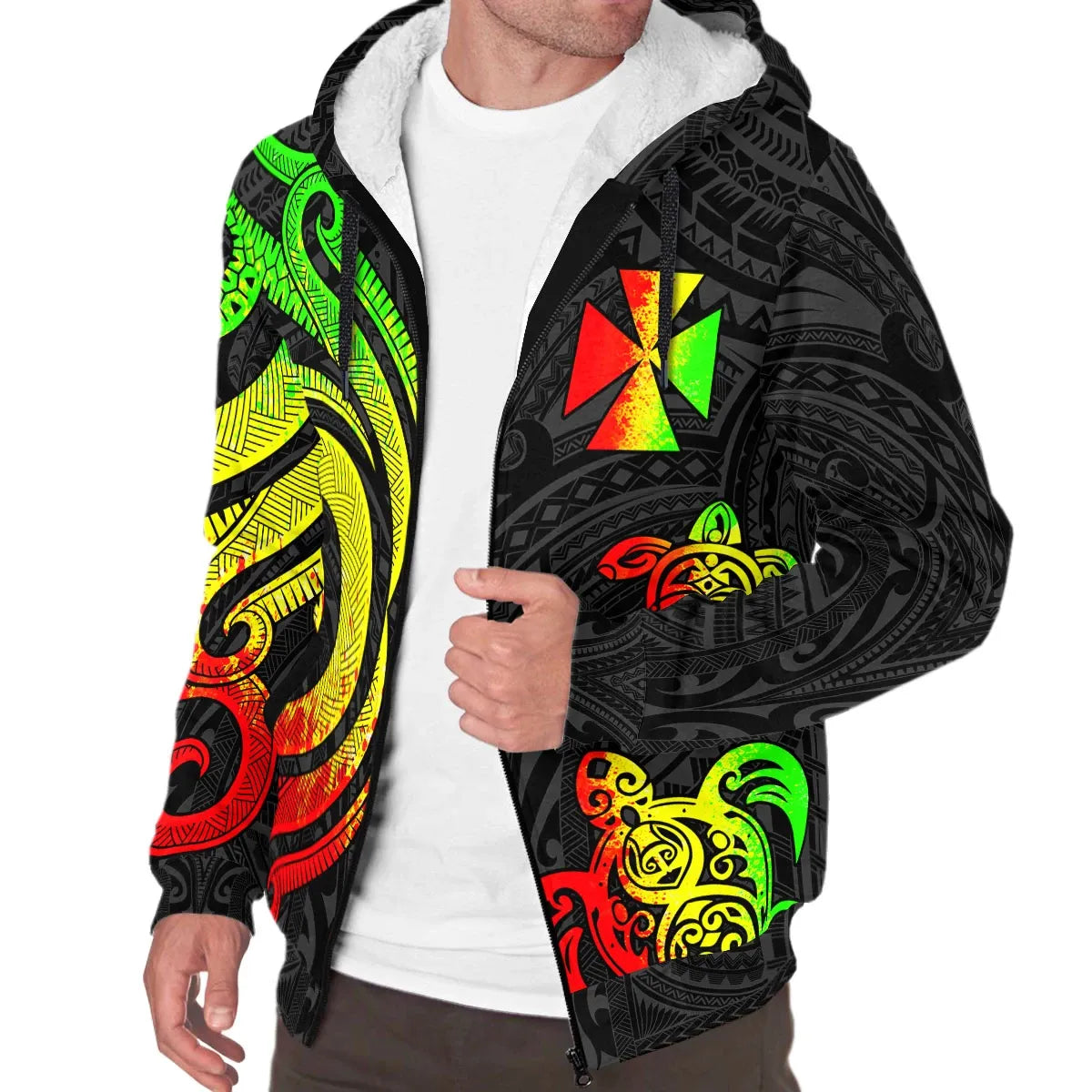Wallis and Futuna Sherpa Hoodie - Reggae Tentacle Turtle