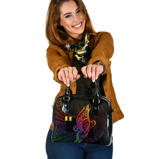 Wallis And Futuna Shoulder Handbag - Butterfly Polynesian Style