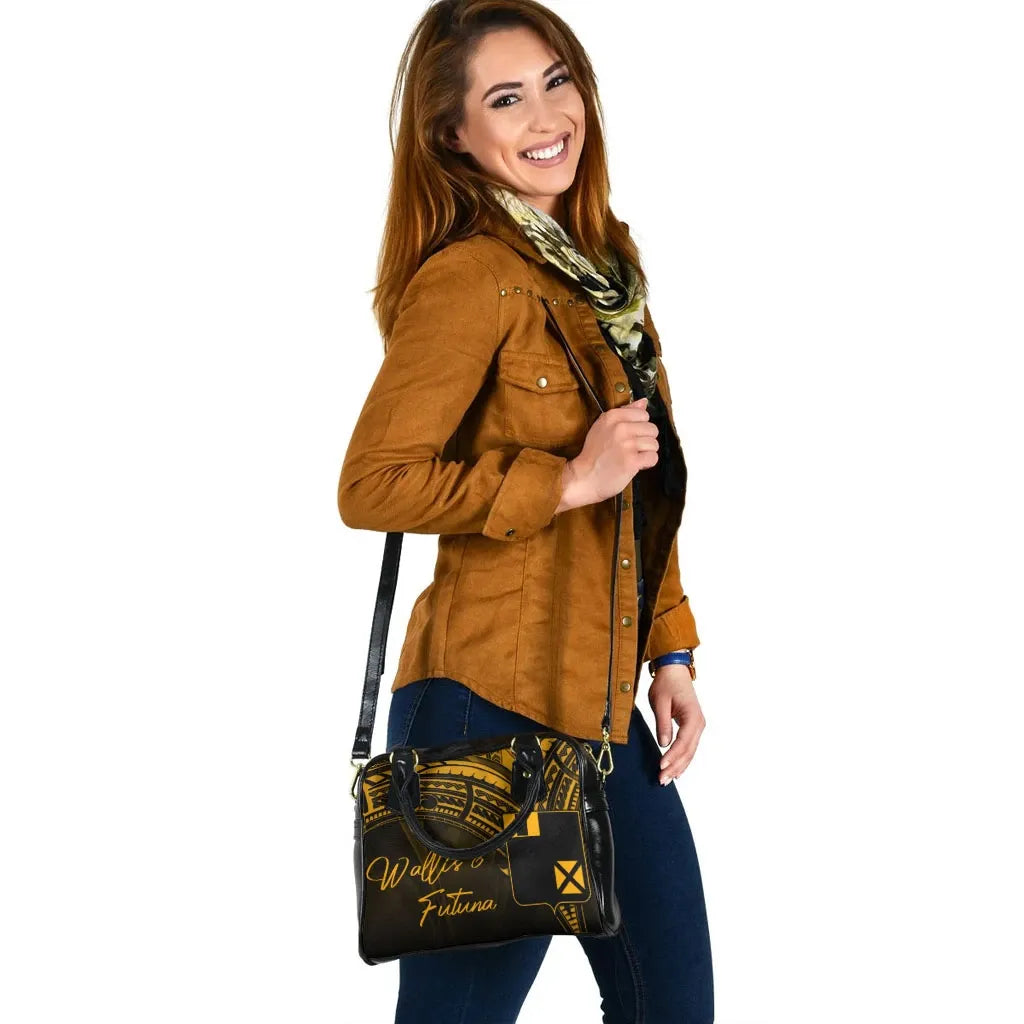 Wallis And Futuna Shoulder Handbag - Cross Style Gold Color