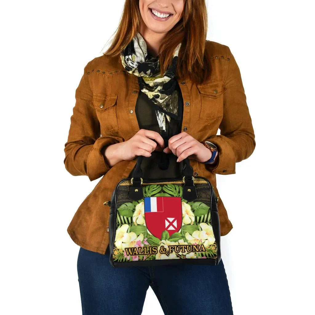 Wallis And Futuna Shoulder Handbag - Polynesian Gold Patterns Collection