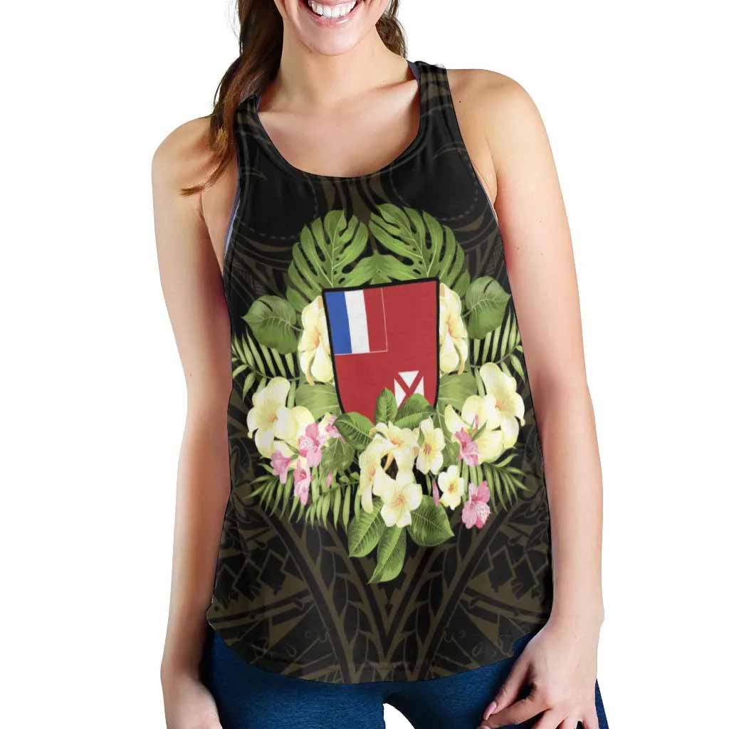 Wallis and Futuna Women Racerback Tank - Polynesian Gold Patterns Collection