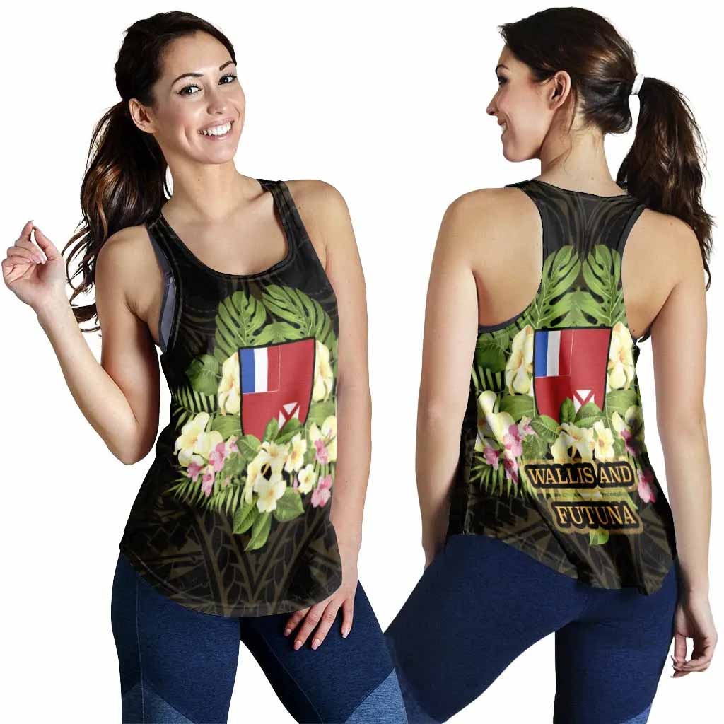 Wallis and Futuna Women Racerback Tank - Polynesian Gold Patterns Collection