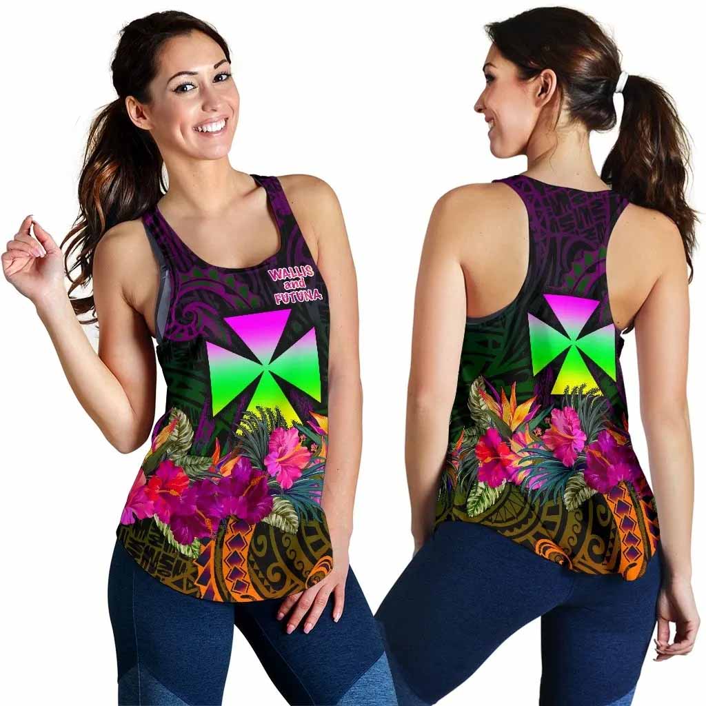 Wallis and Futuna Women Racerback Tank - Summer Hibiscus