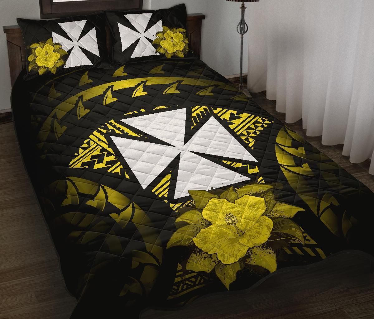 Wallis And Futuna Polynesian Quilt Bed Set Hibiscus Yellow